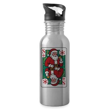 Carte de Noël du Père Noël - Gourde avec paille intégrée - argent clair - Droite