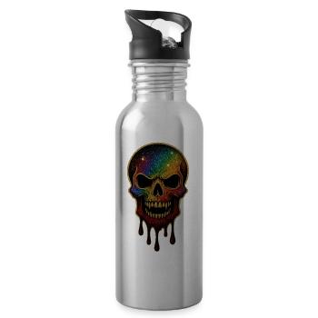 Halloween Totenschädel Galaxy Skull - Trinkflasche mit integriertem Trinkhalm - Lightsilver - Rechts