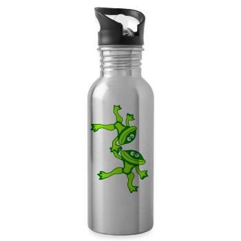 3 Frosch Freunde Team Turm Artisten Crew Zirkus - Trinkflasche mit integriertem Trinkhalm - Lightsilver - Rechts