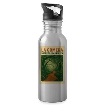 La_Gomera_-_Bosque_de_Laurisilva - Trinkflasche mit integriertem Trinkhalm - Lightsilver - Rechts