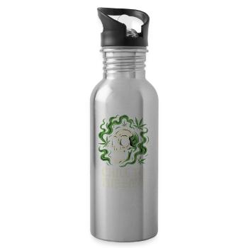 Chill to the Bone – Relaxed Skull - Water bottle with straw - silver - Right