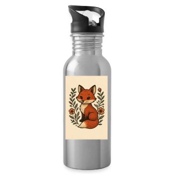 Großer Fuchs - Trinkflasche mit integriertem Trinkhalm - Lightsilver - Rechts