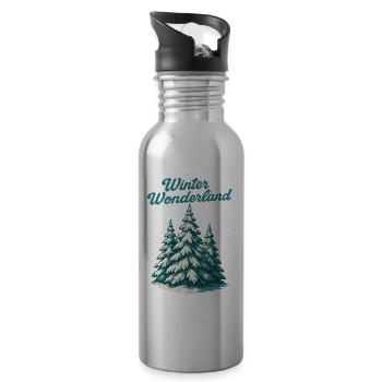 Winter Wunderland Tannen - Trinkflasche mit integriertem Trinkhalm - Lightsilver - Rechts