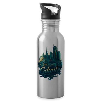 Gdynia Poland Polska Port City Maritime Gift - Water bottle with straw - silver - Right
