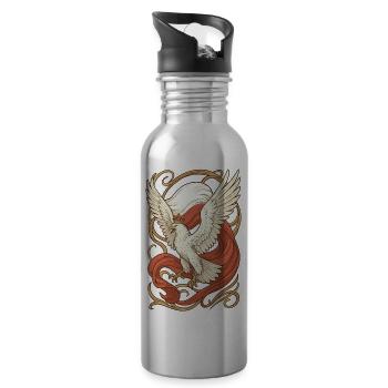 Poland Polska Eagle Flag Art Nouveau Gift - Water bottle with straw - silver - Right