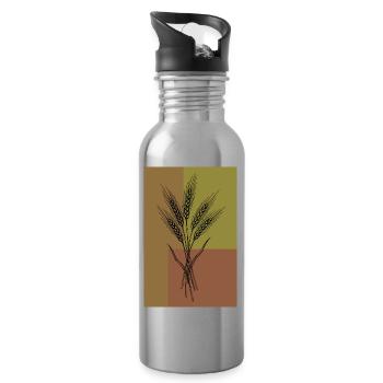 Weizen Ähren Line Art – Botanisches Design - Trinkflasche mit integriertem Trinkhalm - Lightsilver - Rechts
