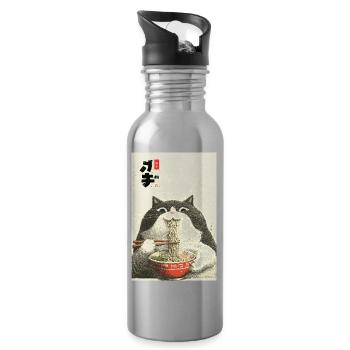Neko-Ramen-Katzenschlürf - Trinkflasche mit integriertem Trinkhalm - Lightsilver - Rechts