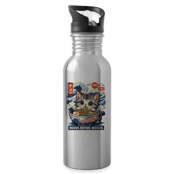 Kawaii Neko Ramen Cat Noodle Anime - Water bottle with straw - silver - Right