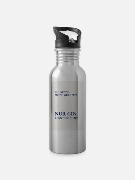 Gin kennt keine Grenzen – Minimal Poster - Trinkflasche mit integriertem Trinkhalm - Lightsilver