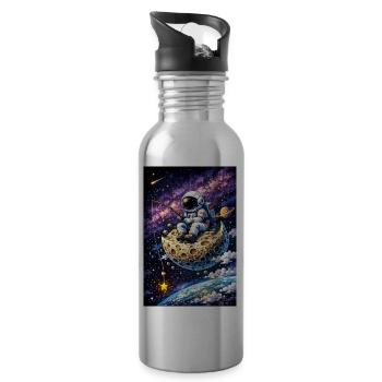 Pêche astrale sur la Lune - Gourde avec paille intégrée - argent clair - Droite