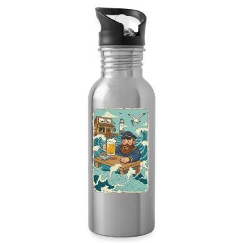 Last North Sea pub - Water bottle with straw - silver - Right