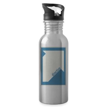 Direction Poster Blue – Modern Minimal - Water bottle with straw - silver - Right