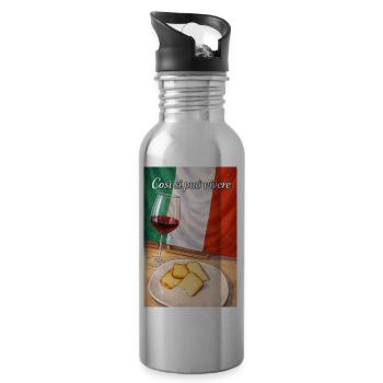 Italienische Lebensart: Wein & Brot - Trinkflasche mit integriertem Trinkhalm - Lightsilver - Rechts