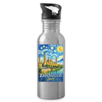 Zaragoza Spain - Trinkflasche mit integriertem Trinkhalm - Lightsilver - Rechts