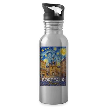 Bordeaux, Frankreich - Trinkflasche mit integriertem Trinkhalm - Lightsilver - Rechts