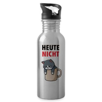 Not Cat Today - Funny Coffee Office Meme - Water bottle with straw - silver - Right