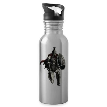 Veteran Spartan Combat Spear Shield Mascot - Water bottle with straw - silver - Right