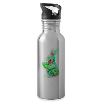 Hase Herz Niedlich - Trinkflasche mit integriertem Trinkhalm - Lightsilver - Rechts