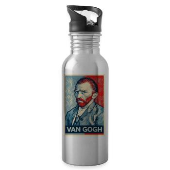 Van Gogh Pop Portrait Dual Tone - Trinkflasche mit integriertem Trinkhalm - Lightsilver - Rechts