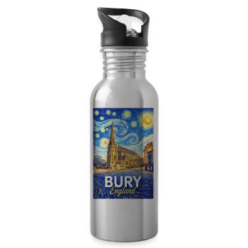 Bury England im Sternennacht-Stil - Trinkflasche mit integriertem Trinkhalm - Lightsilver - Rechts