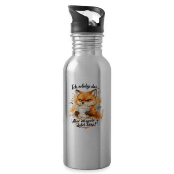 Ich mach das aber ich gucke dabei böse Fuchs - Trinkflasche mit integriertem Trinkhalm - Lightsilver - Rechts