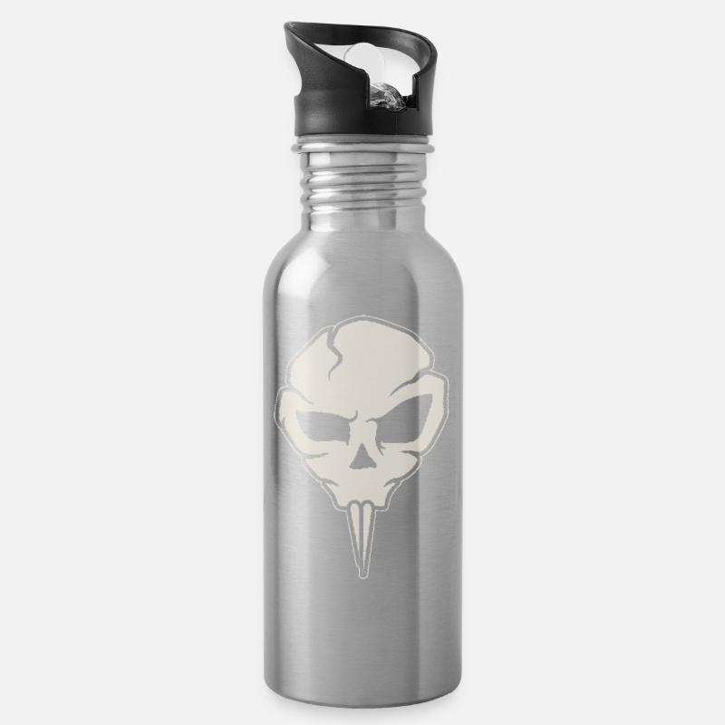 Nosferatu Totenkopf - Trinkflasche mit integriertem Trinkhalm - Lightsilver