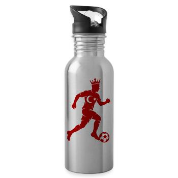 Fussballer Türkei - Trinkflasche mit integriertem Trinkhalm - Lightsilver - Rechts