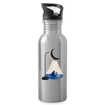Tidal Light - Surreal Moon Lamp and Ocean - Water bottle with straw - silver - Right