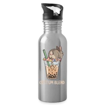 Bubble Tea Boba Drôle de Lapin mignon - Gourde avec paille intégrée - argent clair - Droite