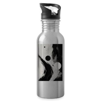 Abstraction noir et blanc orbites - Gourde avec paille intégrée - argent clair - Droite