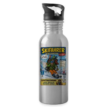 Der Skifahrer – nur noch eine Abfahrt - Trinkflasche mit integriertem Trinkhalm - Lightsilver - Rechts