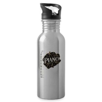 Piano Herz Ornament Musik-Design - Trinkflasche mit integriertem Trinkhalm - Lightsilver - Rechts