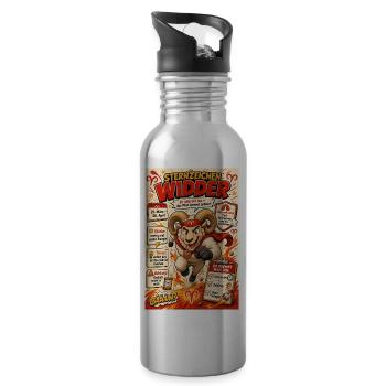 Widder Sternzeichen - Erst stürmen, Plan später - Trinkflasche mit integriertem Trinkhalm - Lightsilver - Rechts