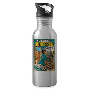 SternzeichenJungfrau - Ordnung trifft Urlaubshumor - Trinkflasche mit integriertem Trinkhalm - Lightsilver - Rechts