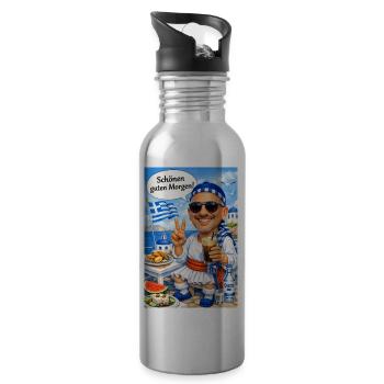 Hellas Morgengruß am Strand - Trinkflasche mit integriertem Trinkhalm - Lightsilver - Rechts