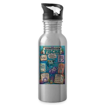Sternzeichen Fische – Träumerisch und kreativ - Trinkflasche mit integriertem Trinkhalm - Lightsilver - Rechts
