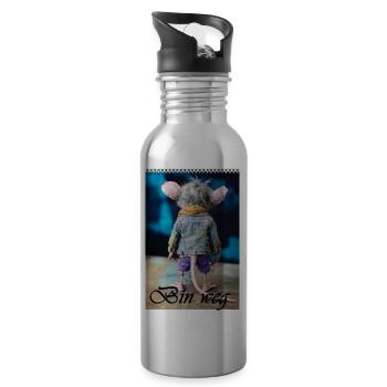 Bin weg: Denim Alien mit Jeansjacke - Trinkflasche mit integriertem Trinkhalm - Lightsilver - Rechts