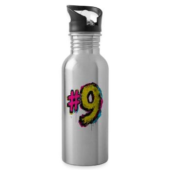 Neon Graffiti Nine - Water bottle with straw - silver - Right