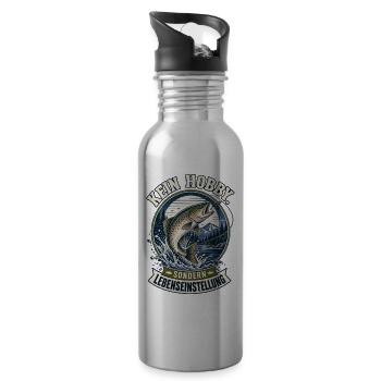Kein Hobby Lebens Einstellung Fischangeln - Trinkflasche mit integriertem Trinkhalm - Lightsilver - Rechts
