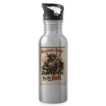 In a world of Bears be the Bull – Trading Design - Water bottle with straw - silver - Right