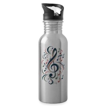 Musik Violinschlüssel Retro Melodie Noten - Trinkflasche mit integriertem Trinkhalm - Lightsilver - Rechts