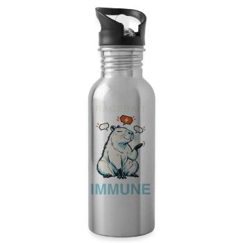 Capybara Ragebait Immune Jugendwort 2026 Geschenk - Trinkflasche mit integriertem Trinkhalm - Lightsilver - Rechts