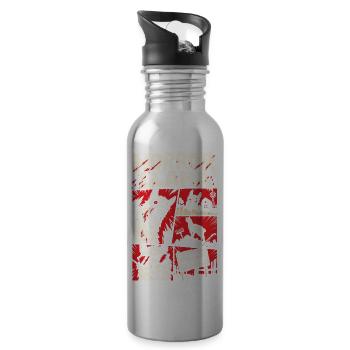 Horror-Lama – Farm Nightmare Comic - Trinkflasche mit integriertem Trinkhalm - Lightsilver - Rechts