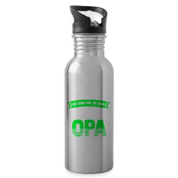 Viel zu jung als ein alter Opa zu sein - Trinkflasche mit integriertem Trinkhalm - Lightsilver - Rechts