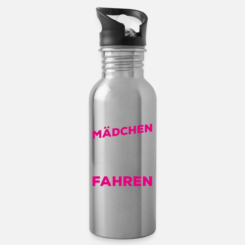 Echte Mädchen Fahren Traktor Landwirtschaft Bäueri - Trinkflasche mit integriertem Trinkhalm - Lightsilver