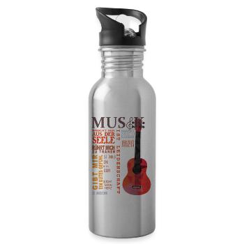 Gitarre - Trinkflasche mit integriertem Trinkhalm - Lightsilver - Rechts
