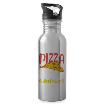 I Make Pizza Disappear What's Your Superpower - Trinkflasche mit integriertem Trinkhalm - Lightsilver - Rechts