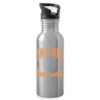 I'm Retired Going Camping Is My Job - Water bottle with straw - silver - Right