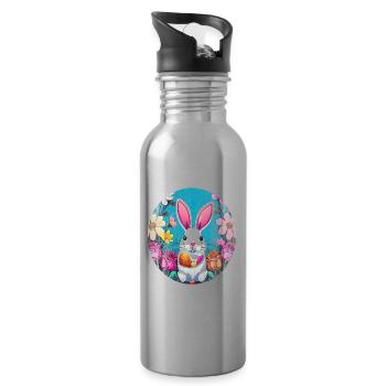 Tolles Ostermotiv - Trinkflasche mit integriertem Trinkhalm - Lightsilver - Rechts