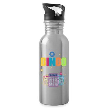 Bingo Buddies - Bingo Game Lover Bingo Winner Fan - Gourde avec paille intégrée - argent clair - Droite